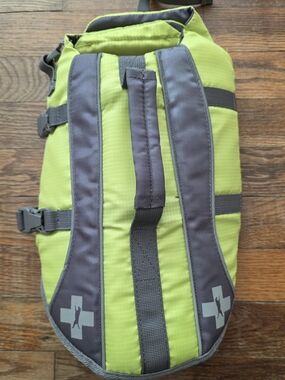 Reflective Lime Green Dog Life Jacket with Gray Trim